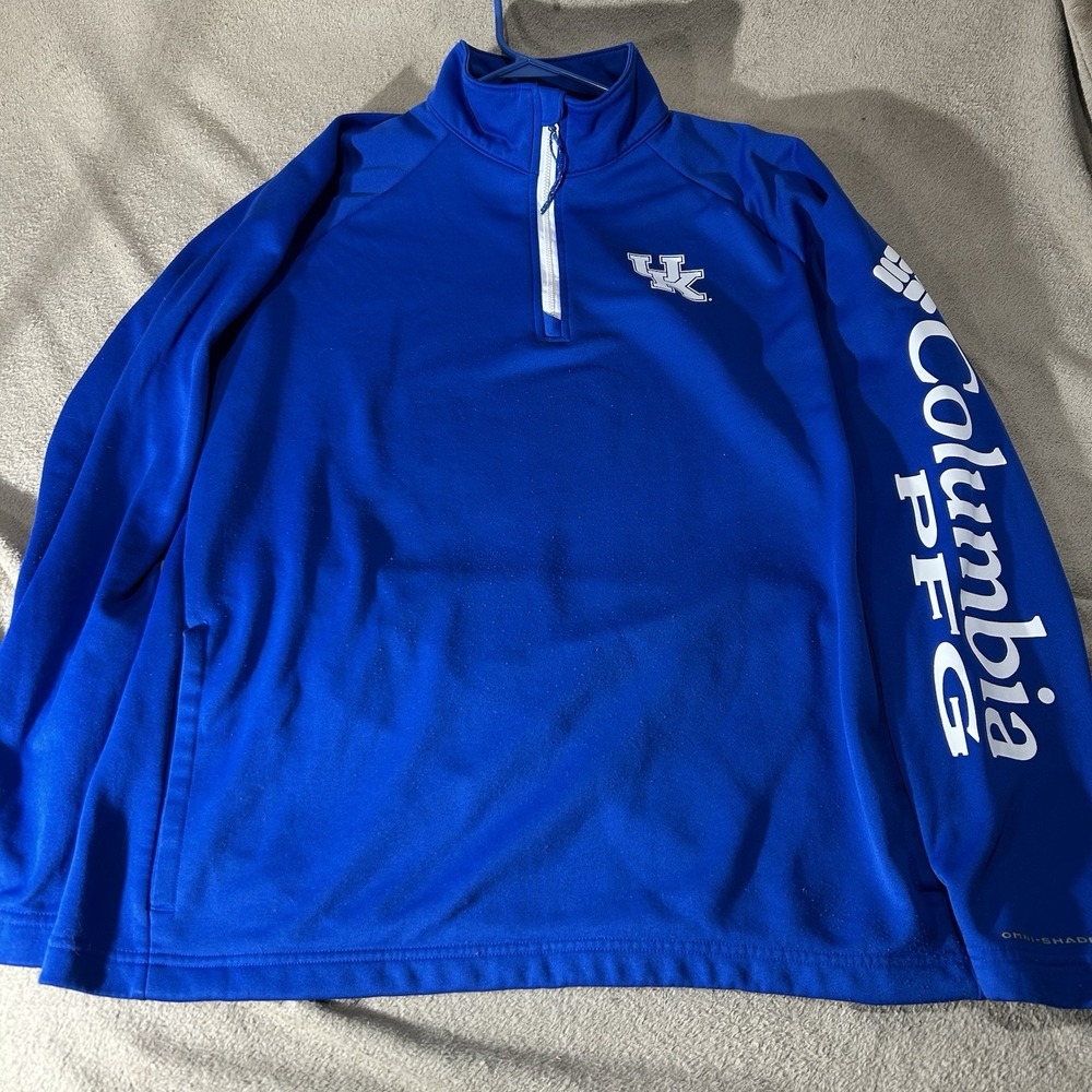 Kentucky Wildcats Columbia PFG Omni-Shade Terminal Tackle Fleece 1/4 Zip Men's L